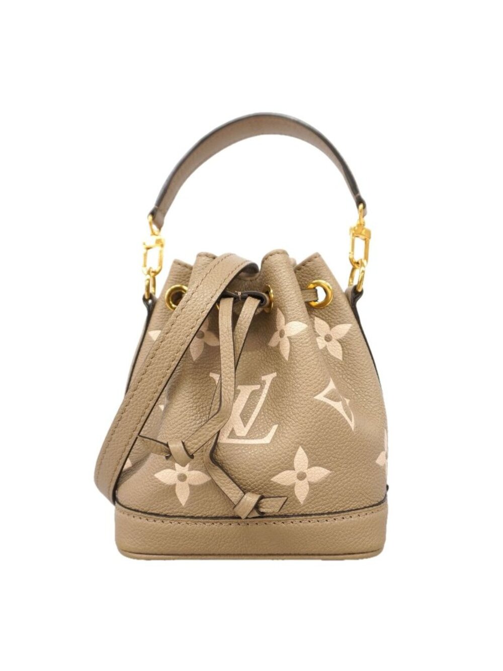 Louis Vuitton Handbag Monogram Empreinte Bicolor Nano Noe Tourterelle Cream